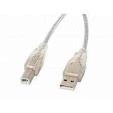 USB кабел Lanberg  USB-A (M) -> USB-B (M) 2.0 1.8m, transparent ferrite