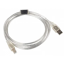 USB кабел Lanberg  USB-A (M) -> USB-B (M) 2.0 1.8m, transparent ferrite