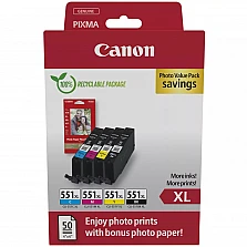 Мастило за принтер Canon CLI-551XL C/M/Y/BK Photo Value Pack