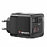 Verbatim Mini GaN Charger 65W 2 Port retractable cable display US plugs with EU and UK adaptors