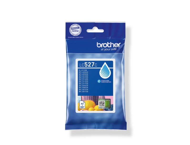 Brother LC527C cyan ink for MFCJ5010DW/MFCJ5110DW, up to 900 pages