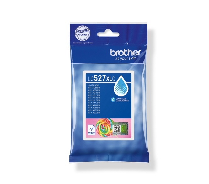 Brother LC527XLC cyan ink for MFCJ5010DW/MFCJ5110DW, up to 2000 pages