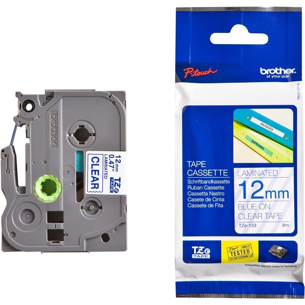 Консуматив Brother TZe-133 Tape Blue on Clear, Laminated, 12mm, 8m