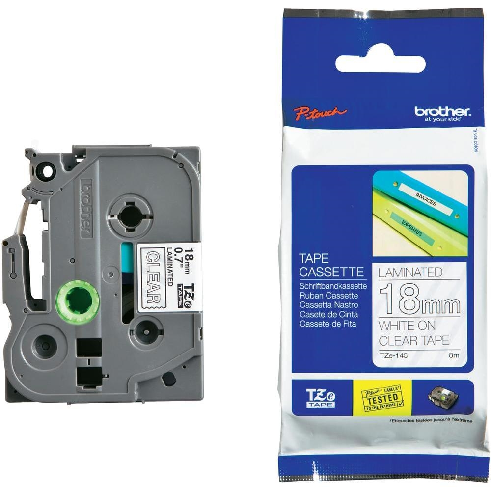 Консуматив Brother TZe-145 Tape White on Clear 18mm, 8ms