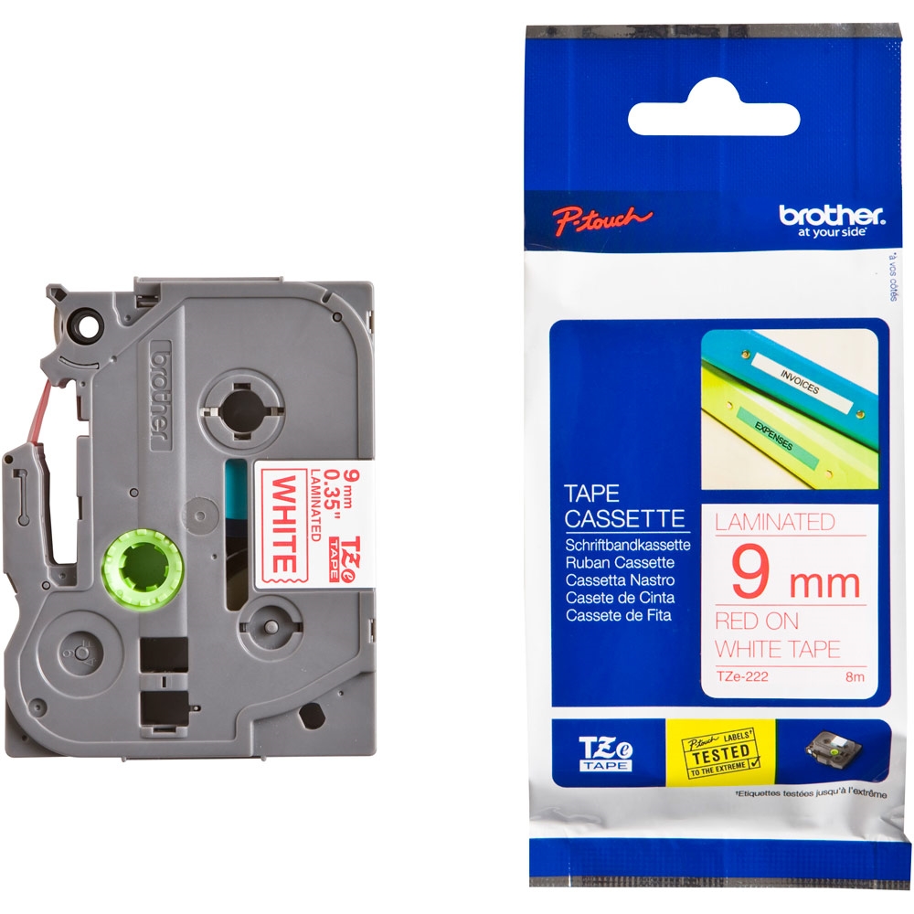 Консуматив Brother TZe-222 Tape Red on White, Laminated, 9mm, 8m