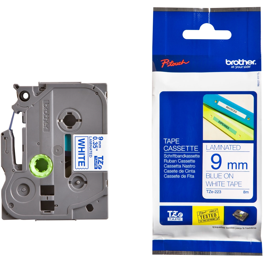 Консуматив Brother TZe-223 Tape Blue on White, Laminated, 9mm, 8m