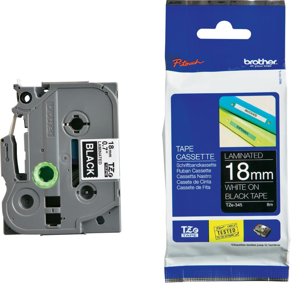 Консуматив Brother TZe-345 Tape White on Black, 18mm, 8m