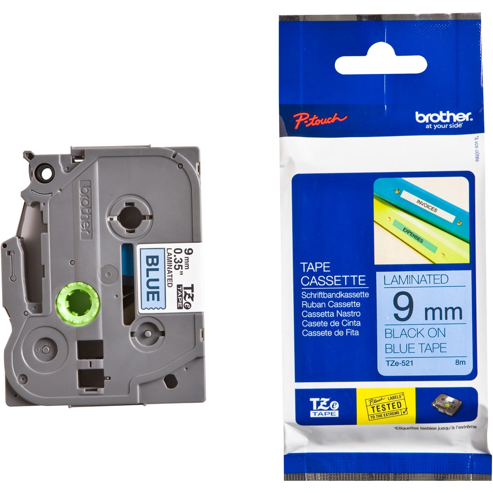 Консуматив Brother TZe-521 Tape Black on Blue, Laminated, 9mm, 8m