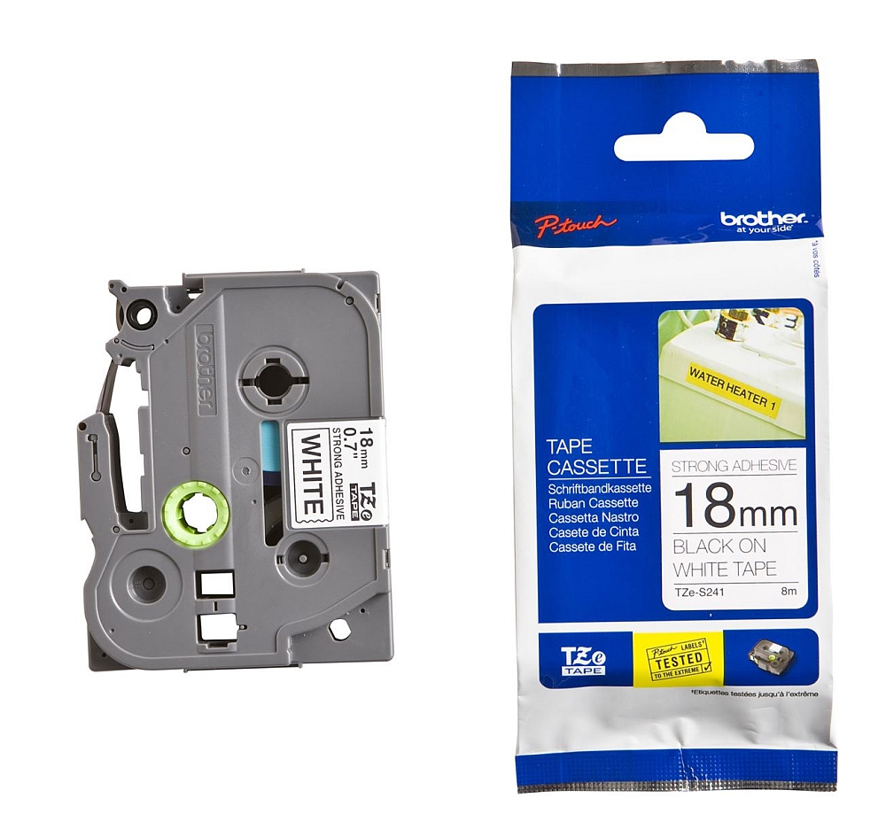 Консуматив Brother TZe-S241 Tape Black on White, 18mm, 8m
