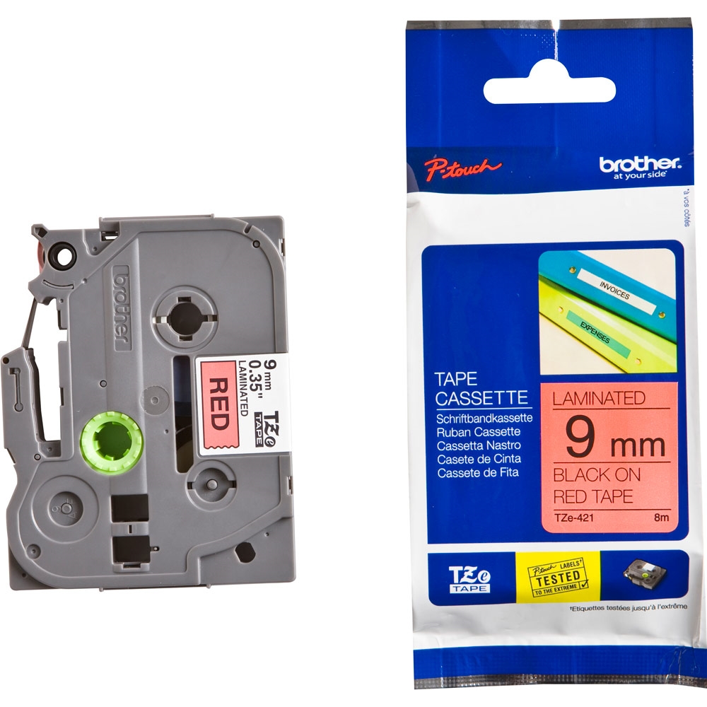 Консуматив Brother TZe-421 Tape Black on Red, Laminated, 9mm, 8m