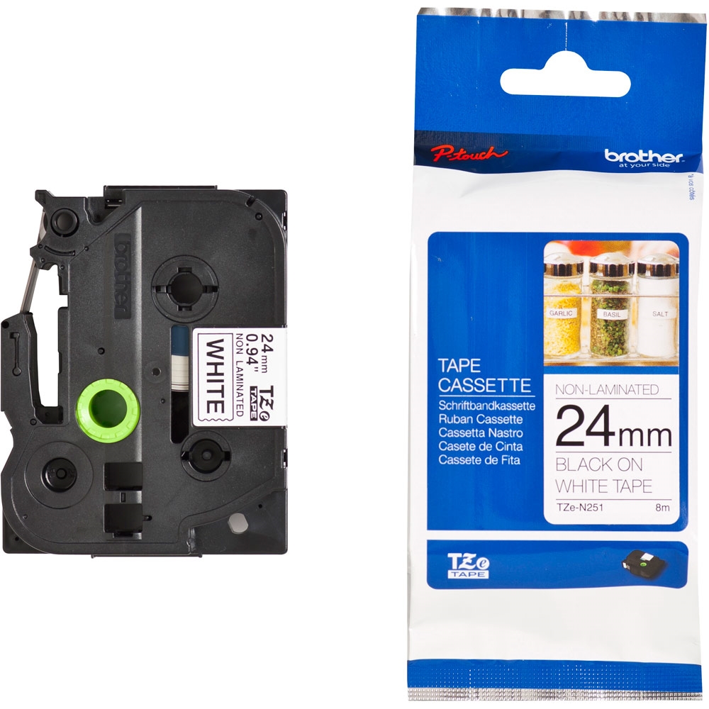 Consumable brother tze-n251 tape black on white 24mm, 8m