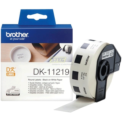 Консуматив Brother DK-11219 Round Paper 1/2label (Black on White)