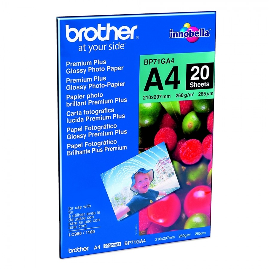 Paper brother bp71ga4 premium plus glossy photo paper 20 sheets