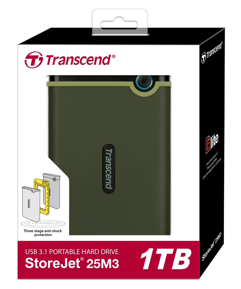 Твърд диск Transcend 1TB Slim StoreJet 2.5 M3G, Portable HDD