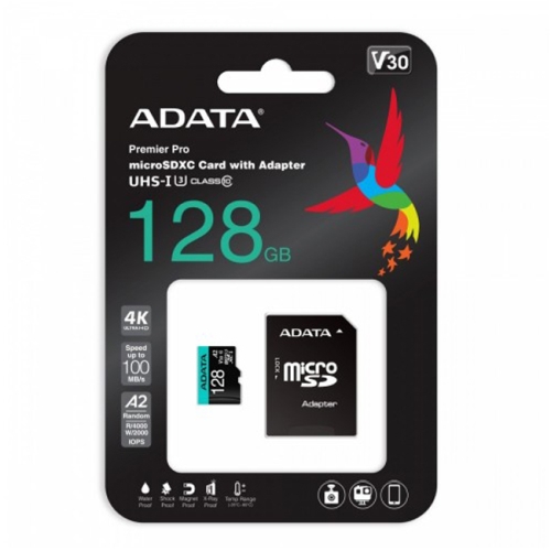 Memory card Adata 128GB MicroSDXC UHS-I U3 V30S A2 (1 adapter)