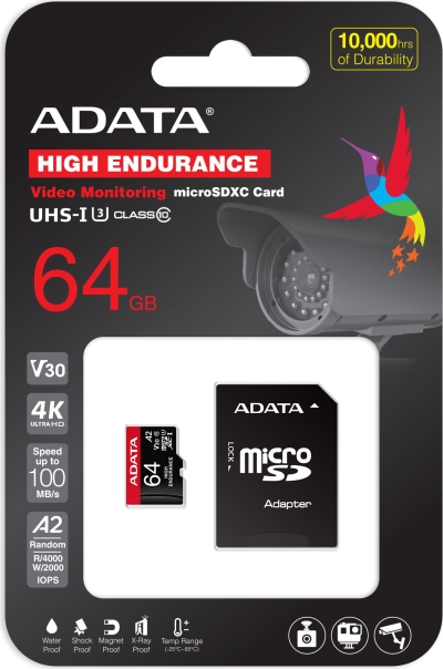 Карта памет Adata 64GB MicroSDXC UHS-I U3 V30S(R100MB/s) HIGH (1 adapter)