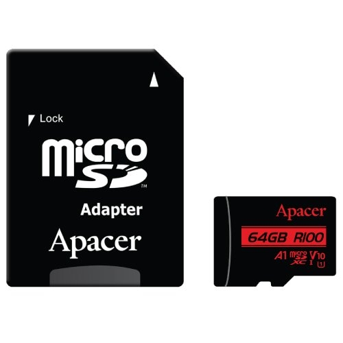 Карта памет Apacer 64GB microSDHC SDXC UHS-I U1 V10 A1 с адаптер