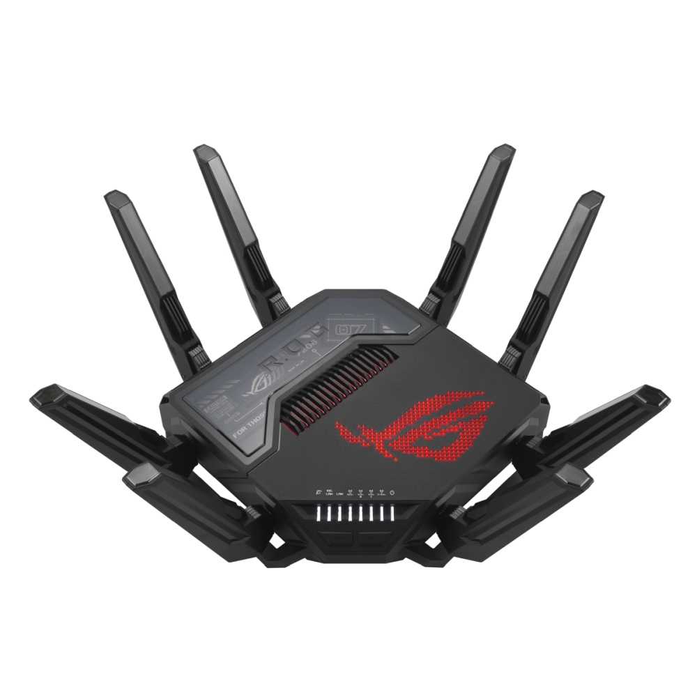 Рутер Asus ROG Rapture GT-BE98 Quad-Band Quad-Core 2.6GHz 256MB/2GB Flash/RAM 10G 2.5G порт AiProtection Pro RGB черен