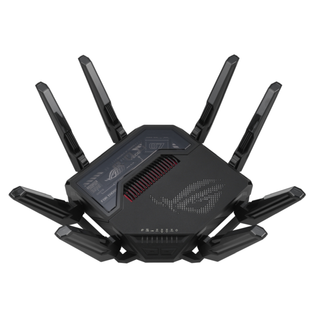 Рутер Asus ROG Rapture GT-BE98 Quad-Band Quad-Core 2.6GHz 256MB/2GB Flash/RAM 10G 2.5G порт AiProtection Pro RGB черен