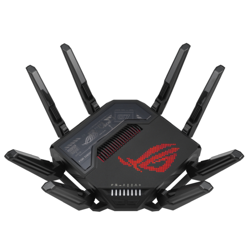 Рутер Asus ROG Rapture GT-BE98 Quad-Band Quad-Core 2.6GHz 256MB/2GB Flash/RAM 10G 2.5G порт AiProtection Pro RGB черен
