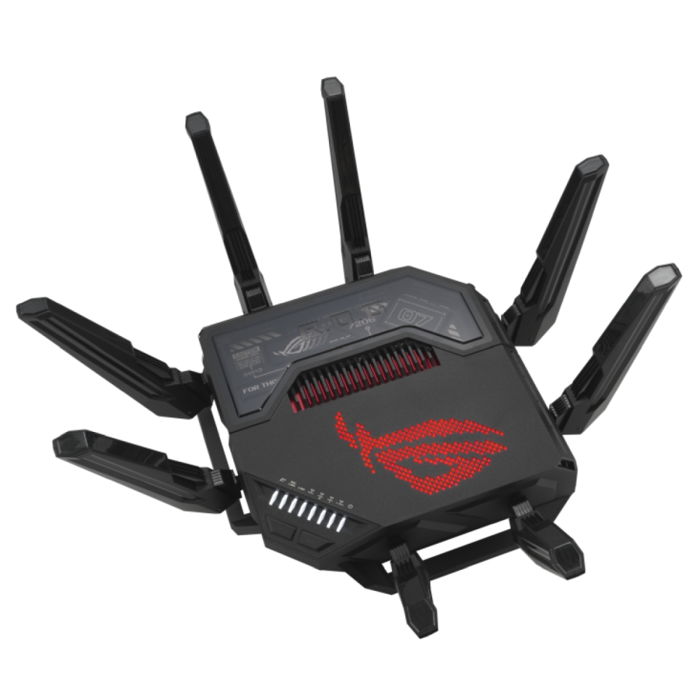 Рутер Asus ROG Rapture GT-BE98 Quad-Band Quad-Core 2.6GHz 256MB/2GB Flash/RAM 10G 2.5G порт AiProtection Pro RGB черен