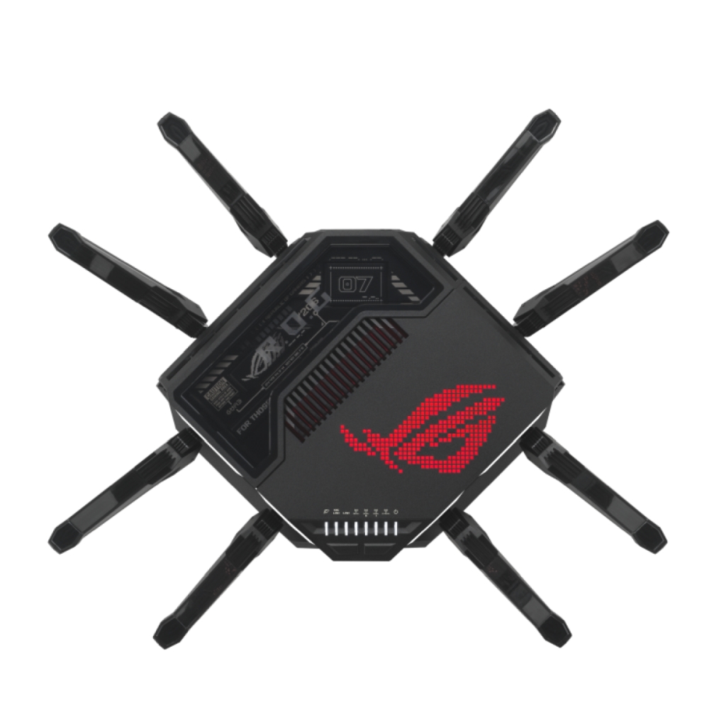 Рутер Asus ROG Rapture GT-BE98 Quad-Band Quad-Core 2.6GHz 256MB/2GB Flash/RAM 10G 2.5G порт AiProtection Pro RGB черен