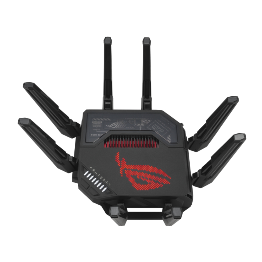 Рутер Asus ROG Rapture GT-BE98 Quad-Band Quad-Core 2.6GHz 256MB/2GB Flash/RAM 10G 2.5G порт AiProtection Pro RGB черен