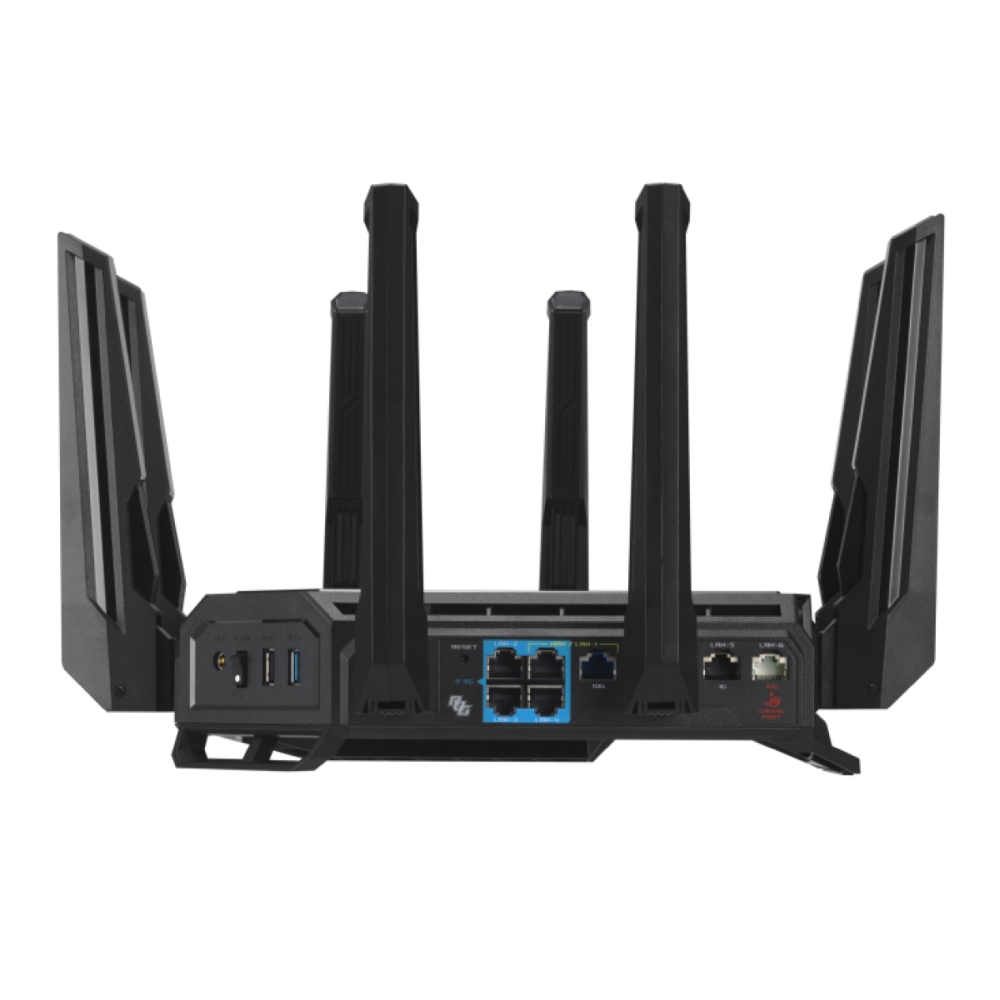 Рутер Asus ROG Rapture GT-BE98 Quad-Band Quad-Core 2.6GHz 256MB/2GB Flash/RAM 10G 2.5G порт AiProtection Pro RGB черен