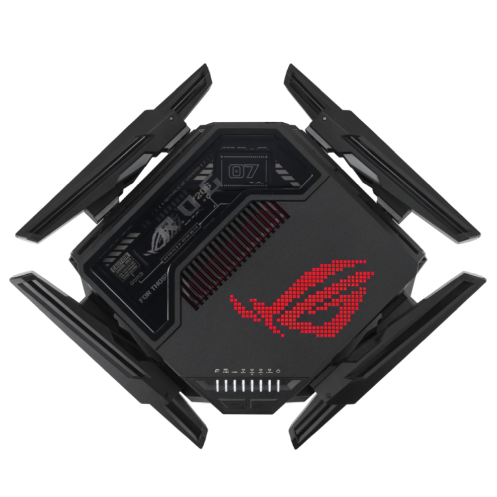 Рутер Asus ROG Rapture GT-BE98 Quad-Band Quad-Core 2.6GHz 256MB/2GB Flash/RAM 10G 2.5G порт AiProtection Pro RGB черен