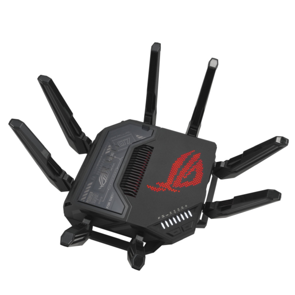 Рутер Asus ROG Rapture GT-BE98 Quad-Band Quad-Core 2.6GHz 256MB/2GB Flash/RAM 10G 2.5G порт AiProtection Pro RGB черен