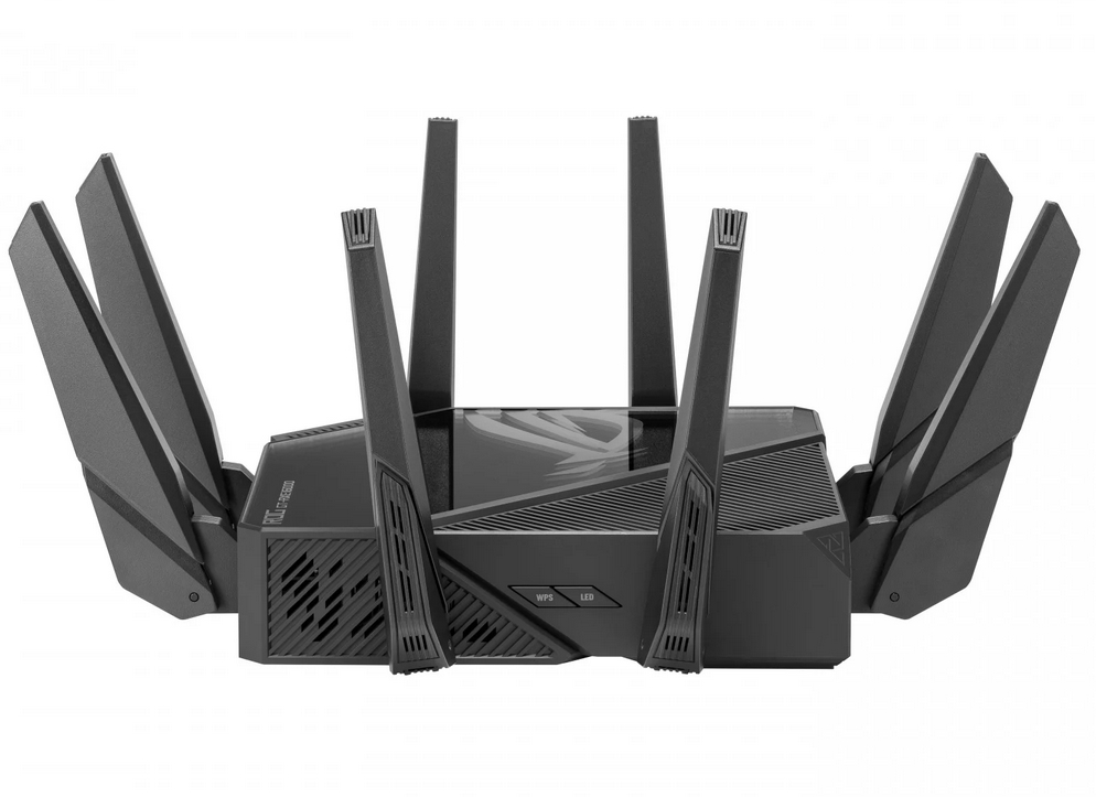 Рутер Asus ROG Rapture GT-AXE16000 Gaming Wireless Quad-Band Quad-Core 2.0GHz 256MB/2GB Flash/RAM 10G SFP+ AiProtection Pro черен