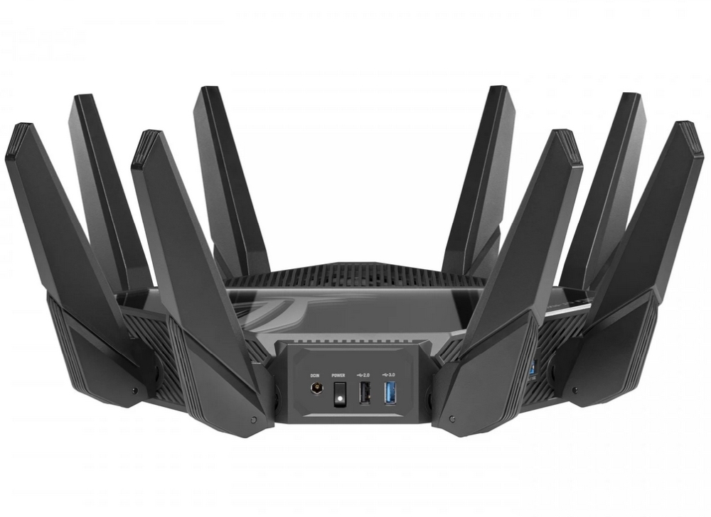 Рутер Asus ROG Rapture GT-AXE16000 Gaming Wireless Quad-Band Quad-Core 2.0GHz 256MB/2GB Flash/RAM 10G SFP+ AiProtection Pro черен