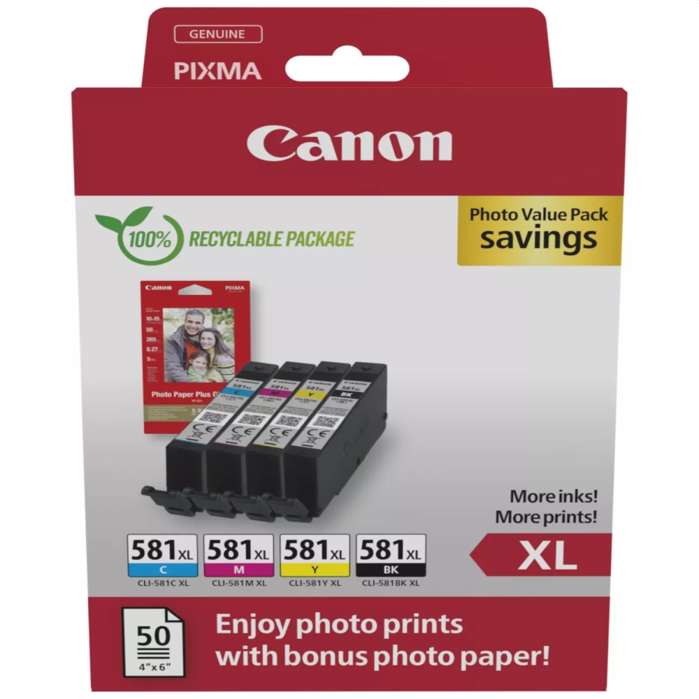 Ink for printer Canon CLI-581 XL C/M/Y/BK PVP
