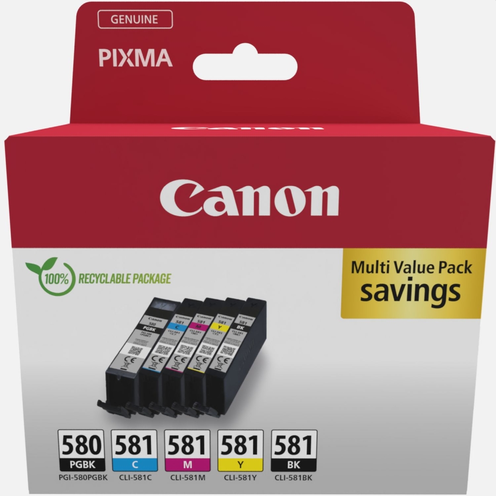 Мастило за принтер Canon PGI-580/ CLI-581 PBK/C/M/Y Pigment + Ink Cartridge Multi Pack