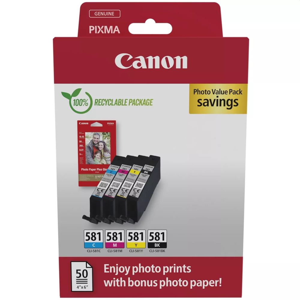 Ink for printer Canon CLI-581 C/M/Y/BK  Photo Value Pack
