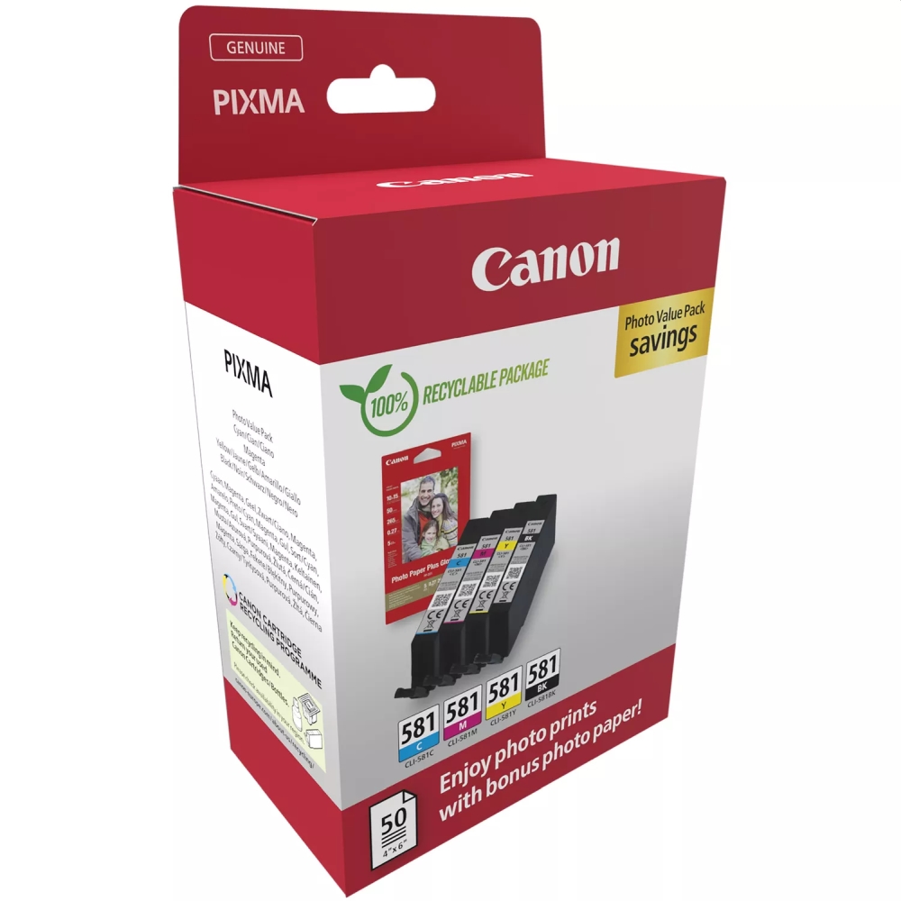 Ink for printer Canon CLI-581 C/M/Y/BK  Photo Value Pack