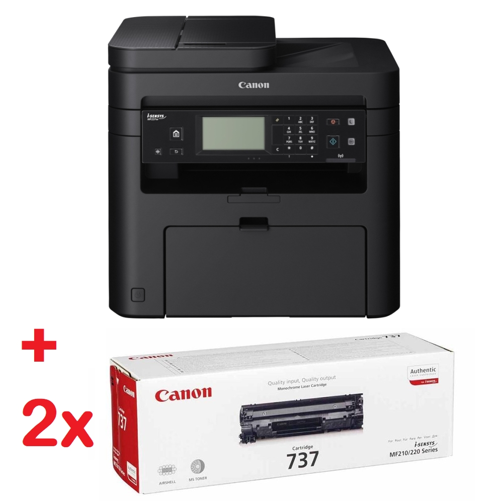 Laser MFP Canon i-SENSYS MF237w Printer Scanner Copier Fax + 2x Canon CRG-737