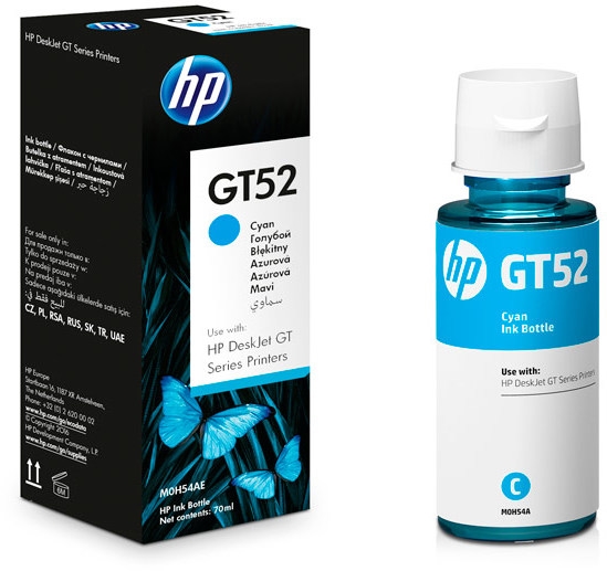 Ink for printer hp gt52 cyan original bottle
