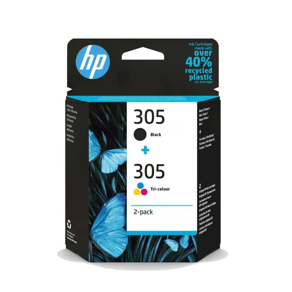 Мастило за принтер HP 305 2-Pack Tri-color/Black Original