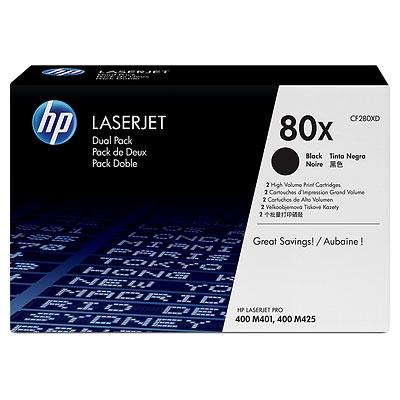 Toner cartridge hp 80x black dual pack laserjet