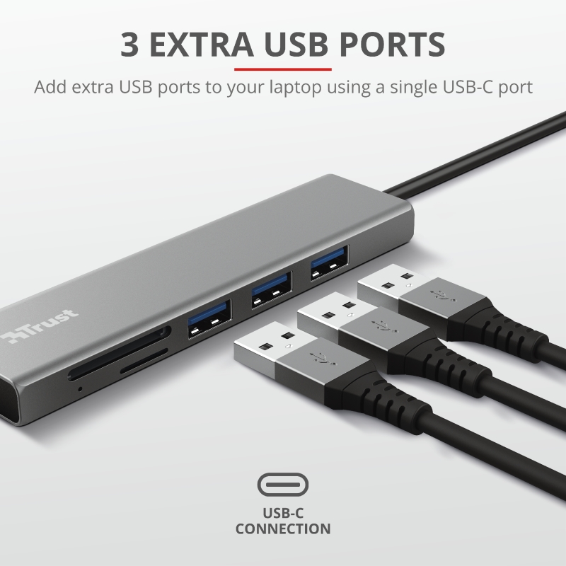 Usb hub trust halyx fast usb-c hub & card reader