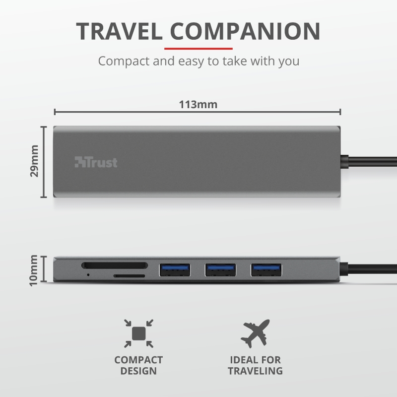 Usb hub trust halyx fast usb-c hub & card reader