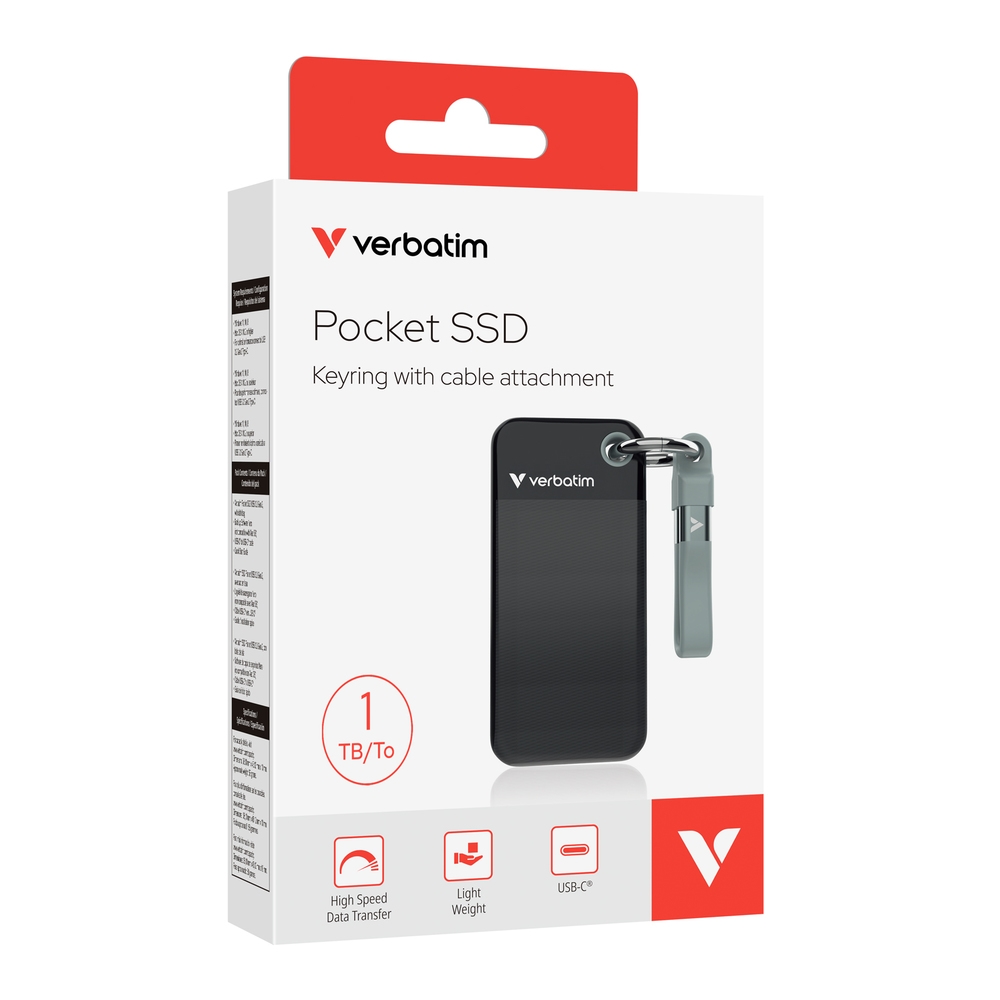 Hard drive SSD Verbatim Pocket SSD USB 3.2 Gen 2 1TB Black/Grey