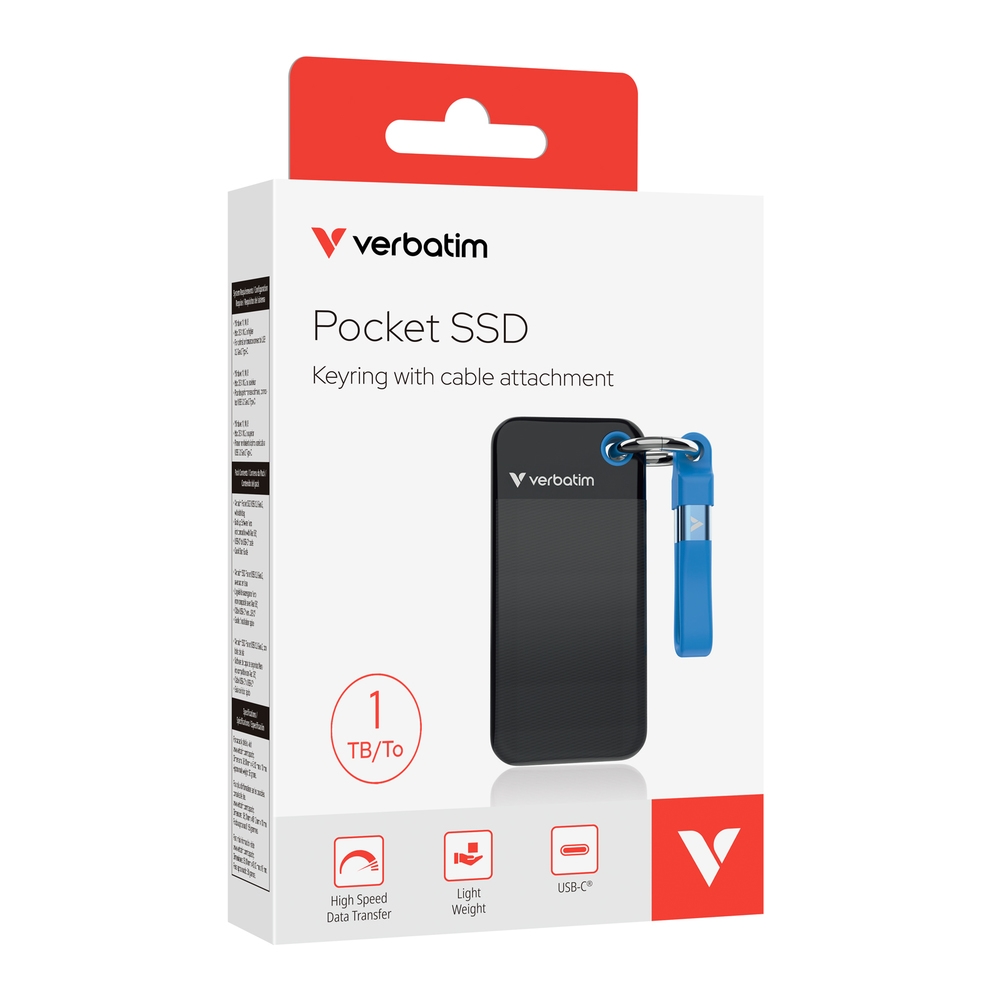 Hard drive SSD Verbatim Pocket SSD USB 3.2 Gen 2 1TB Black/Blue