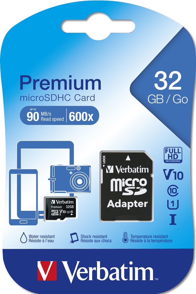Карта памет Verbatim micro SDHC 32GB Class 10 (Incl. Adaptor)