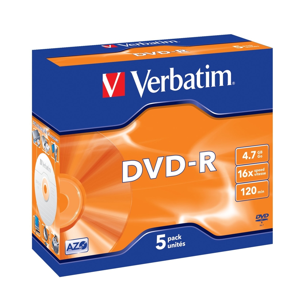 Диск Verbatim DVD-R AZO 4.7GB 16X MATT SILVER SURFACE (5 PACK)