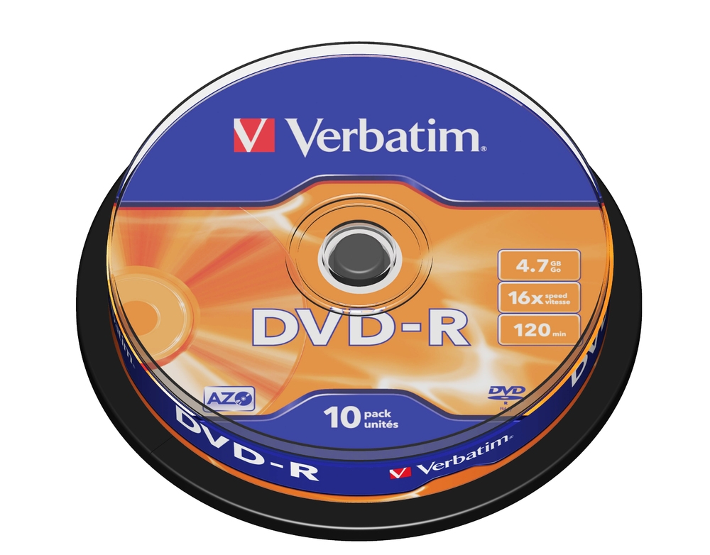 Дискове Verbatim DVD-R AZO 4.7GB 16X MATT SILVER SURFACE (10 PACK)