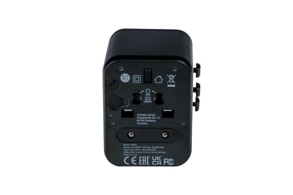 Adapter Verbatim UTA-01 Universal Travel Adapter 2xUSB-A ports
