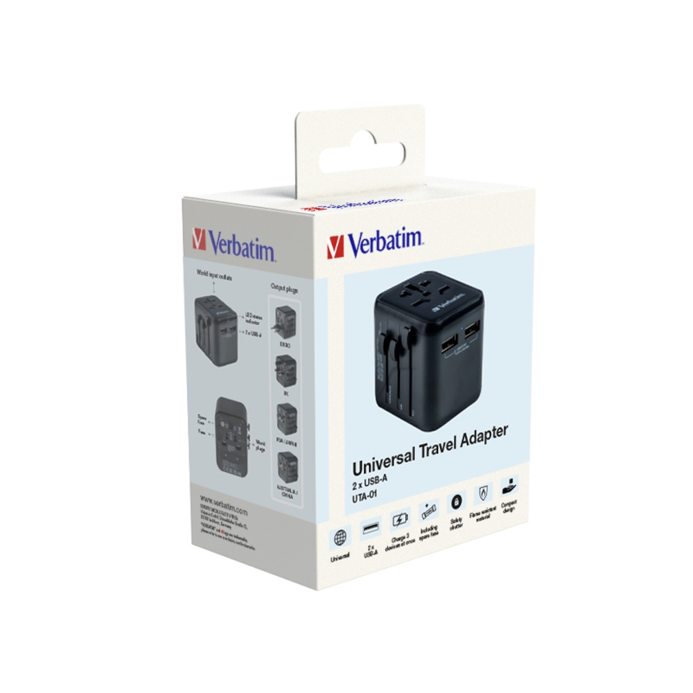 Adapter Verbatim UTA-01 Universal Travel Adapter 2xUSB-A ports