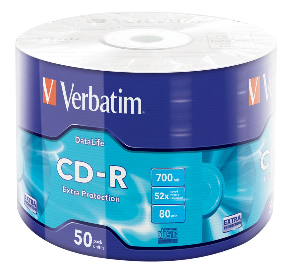 Дискове Verbatim CD-R 700MB 52X EXTRA PROTECTION WRAP (50 PACK)